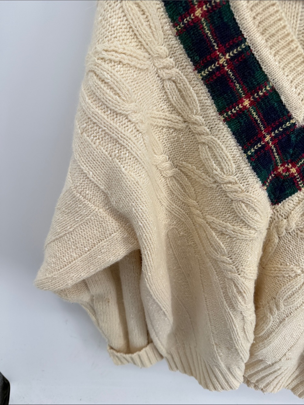 Vintage 90'S GANT wool cotton Hand Framed V-neck cable knit pullover sweater XL - Picture 3 of 8